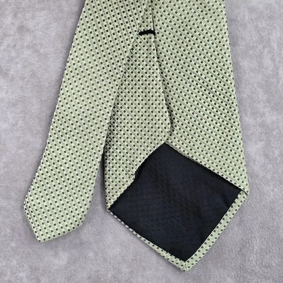 Geoffrey Beene Green Blue Stripe Polka Dot Silk Executive Neck Tie Men's - Picture 6 of 6